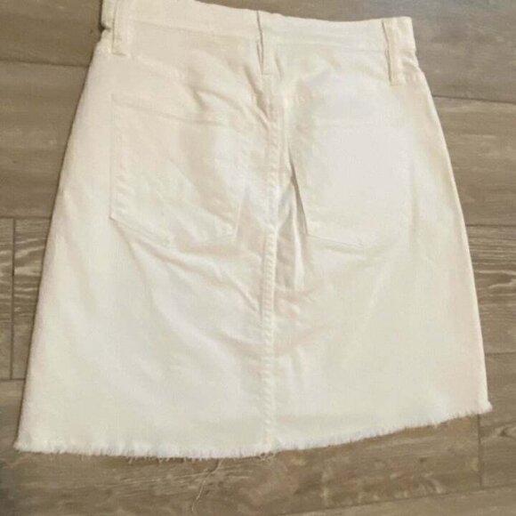 J. Crew G1270 White Denim Jean Skirt Raw Hem Mini Short Size 24 - Picture 7 of 8